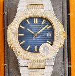 Swiss Replica Patek Philippe Nautilus 9015 Ultra-thin Watch Two Tone Iced Out Case